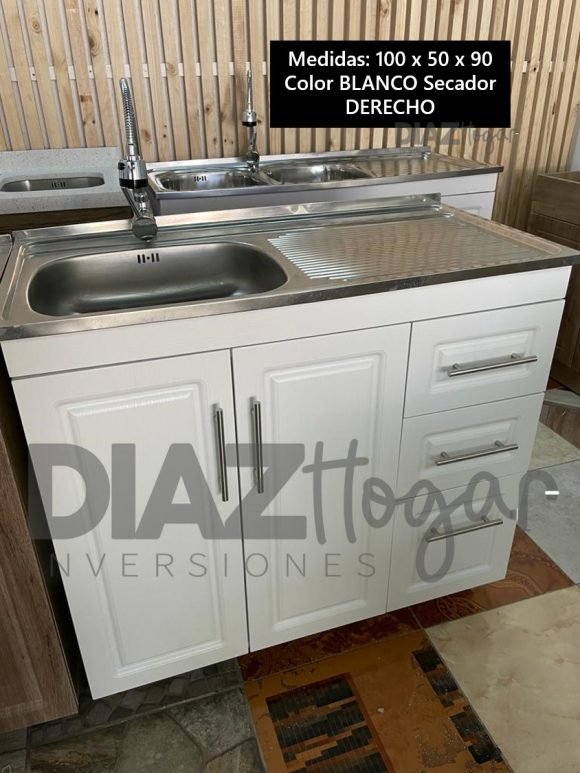Lavaplatos 100x50x90 Importado Blanco - Imagen 2
